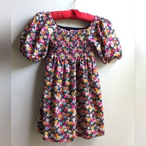 GAP Girls Puffed Sleeve Smocked Floral Cotton Dress Size S (6-7yr)